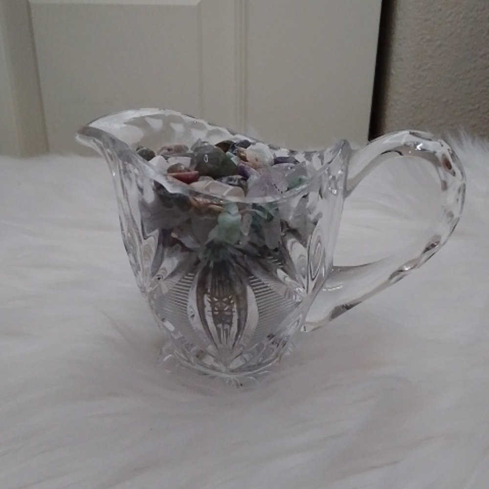 American Brilliant Cut Glass Creamer with Crystal Chips